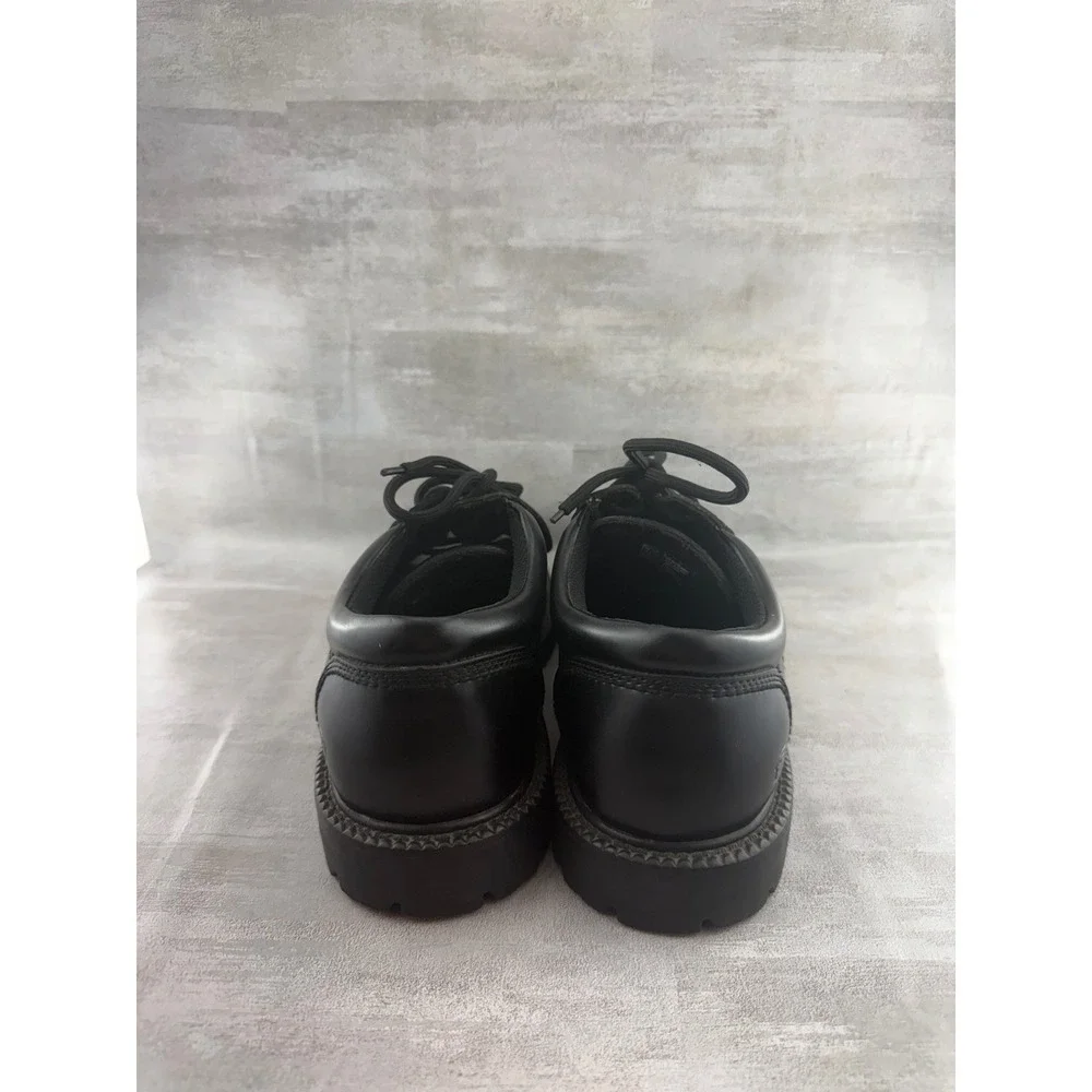 Skechers 4147 Black Leather Cap Toe Oxford Work Shoes Men 9 Slip Resistant Lug
